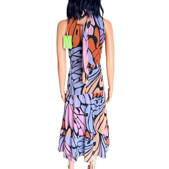 NWT Sam Edelman Butterfly Print High Neck Midi Dress - Picture 6 of 7